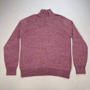 Bonobos Cotton-Cashmere 1/4‎ Zip Men's M Red Slim Fit Micro-Stripe Knit Pullover